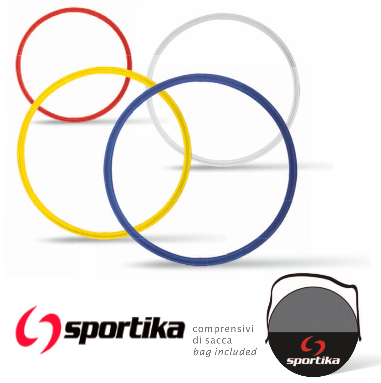 10 Círculos Entrenamiento Fútbol Sportika Diám. CM 40 + Bolsa para Aros Incluido