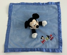 DISNEY Baby Mickey Mouse Blue Lovey Security Blanket Plush Satin Car