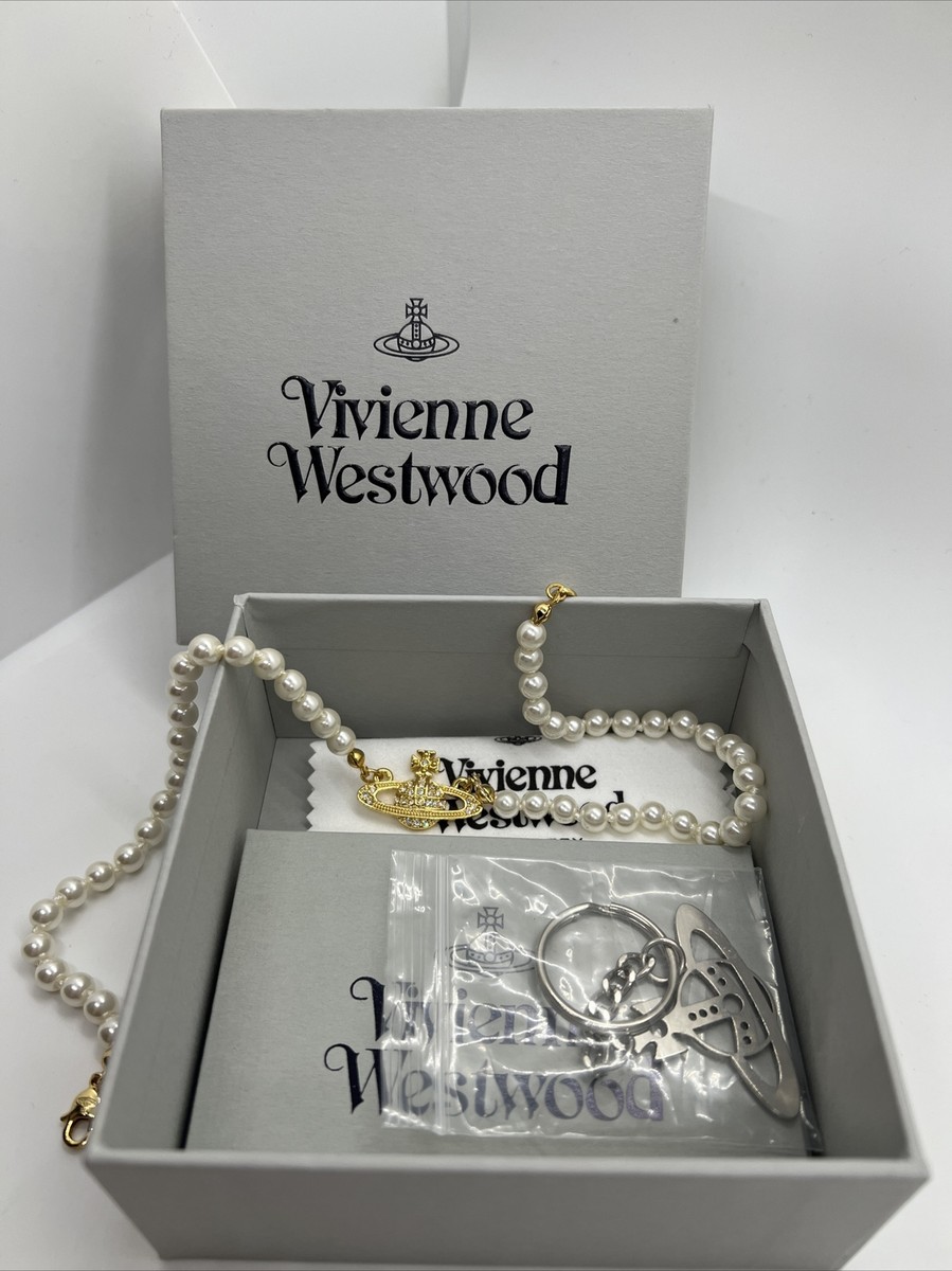 [Vivienne Westwood]★Mini Bas Relief Choker Silver★ Mini Bas Relief Pearl Choker in platinum-crystal-pearl