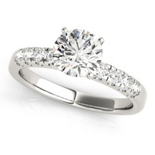 1.20 Ct Round Cut Real Moissanite Engagement Ring 14K Solid White Gold Size 8 9