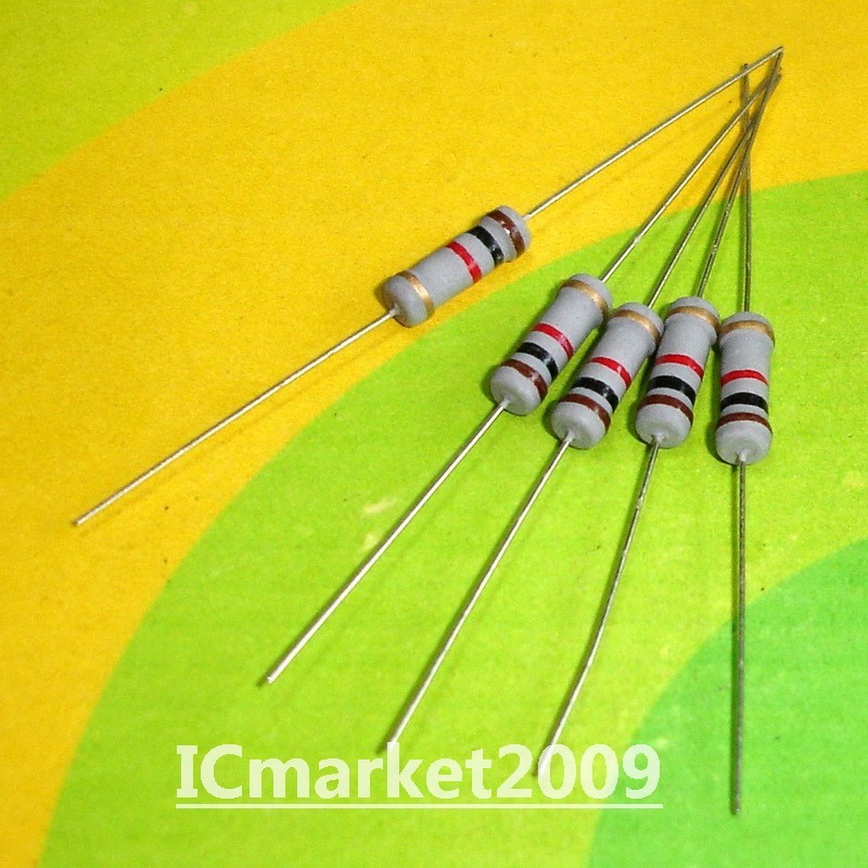 20 Résistances Carbone 1K Ohm 1 Watt - Tolérance ±5% - Pour Circuits électroniques, DIY Et Réparations