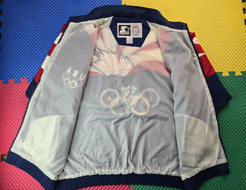 Starter Vintage 90s USA Eagle Olympics Zip Windbreaker Jacket Mens XL - Picture 7 of 10