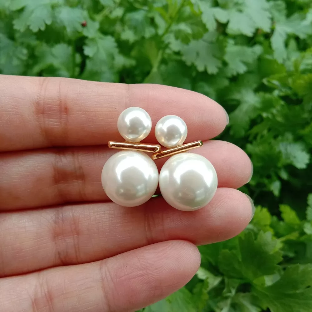 Gold Finish Cream Pearl Stud Earrings Design by Ritu Singh at Pernias Pop  Up Shop 2023