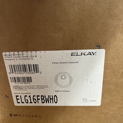Elkay ELG16FBWH0 Quartz Classic 18-1/8'' x 18-1/8'' x 7-1/2'', Single Bowl Dual Mo
