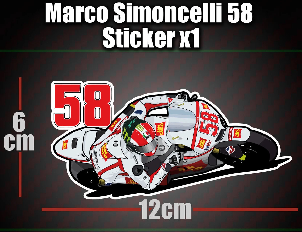 MARCO SIMONCELLI 58 Super Sic Racing 100mm Vinile Adesivo - Foto 7