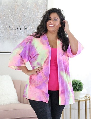 New PLUS SIZE Womens NEON PINK TIE DYE 