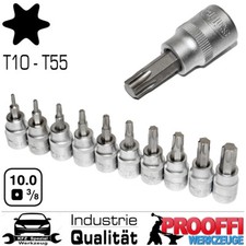 10-tlg TORX T-Profil 3/8" Stecknuss Satz T10 - T55 Steckschlüssel Torx Bits Nuss