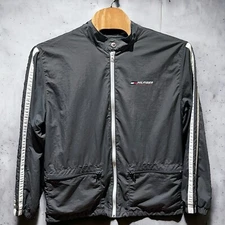 Hilfiger Athletics Division Wind Jacket Gray Size XL Vintage Lined Spellout Zip