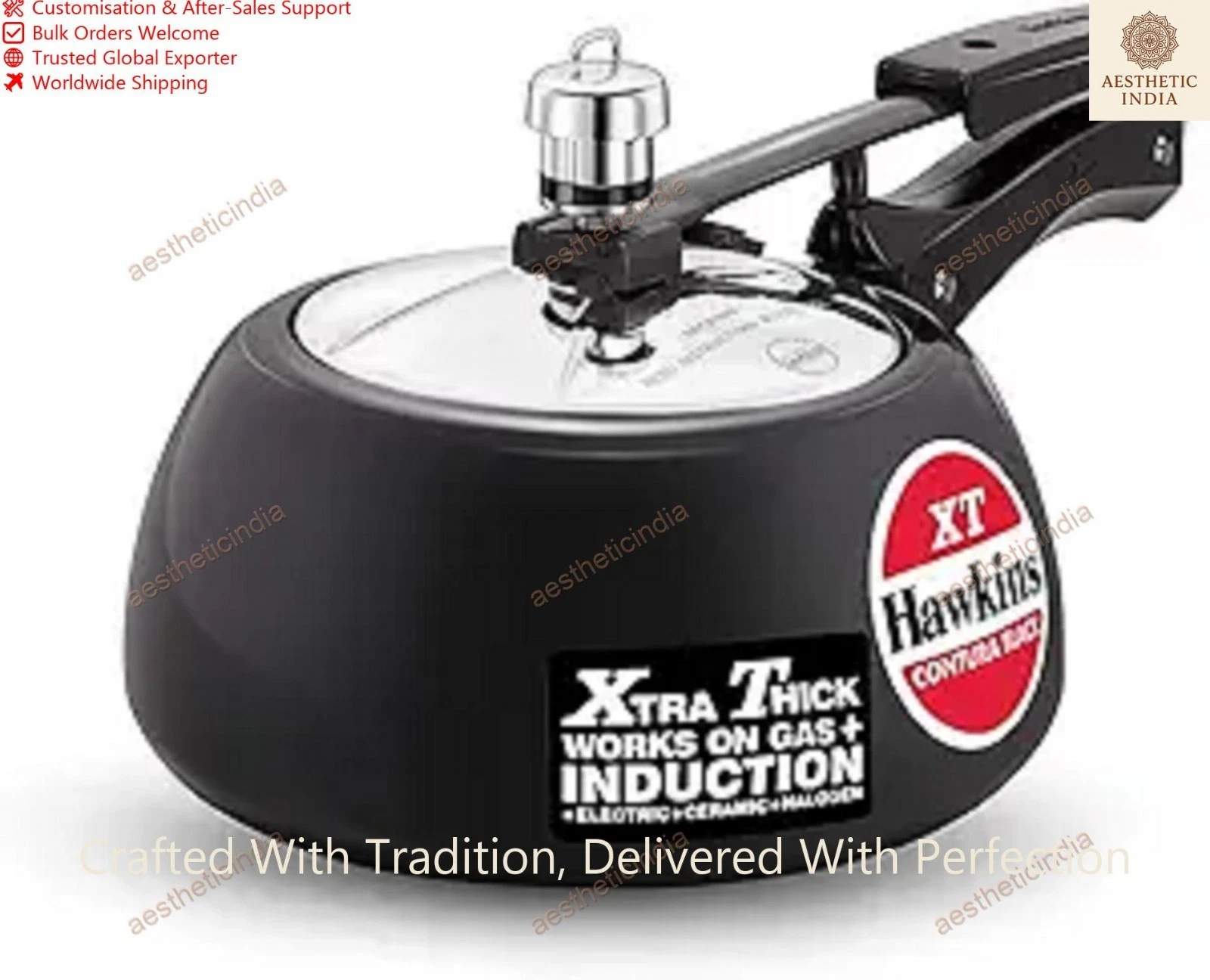 Hawkins 2 Litre Contura Black XT Pressure Cooker, Hard Anodised Inner Lid Cooker