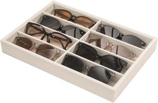Sunglass Organizer Beige Velvet Glasses Trays Eyeglasses Watches Jewelry Display