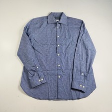 Michael Kors Button Down Shirt Blue Geometric Slim Long Sleeve Men  s Size Large