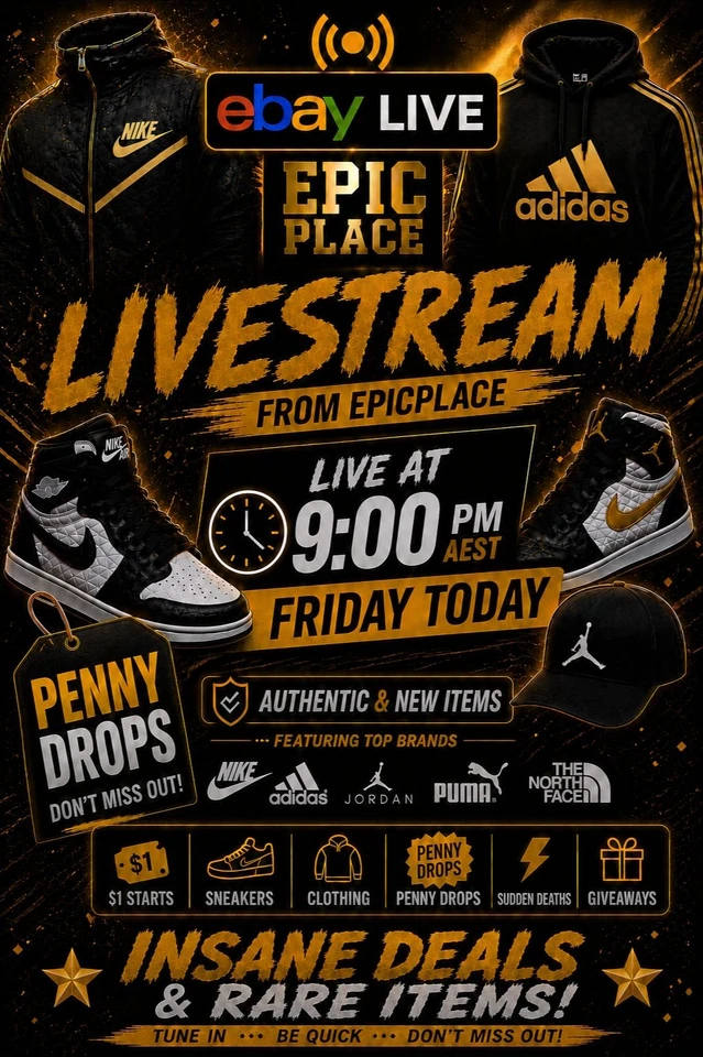 🔥EpicPlace - LIVESTREAM | Sneakers and Clothing | Penny Drops | $1 Starts✅