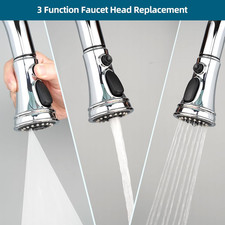 Replacement Part for Pull Down Kitchen Faucet Sprayer, 3 Function, 15 Adapters