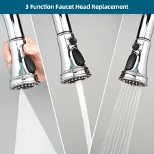 Replacement Part for Pull Down Kitchen Faucet Sprayer, 3 Function, 15 Adapters
