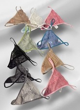 Lot of 10 Multicolor Sheer Lace G-String Thong String Bikini Panties S NWOT