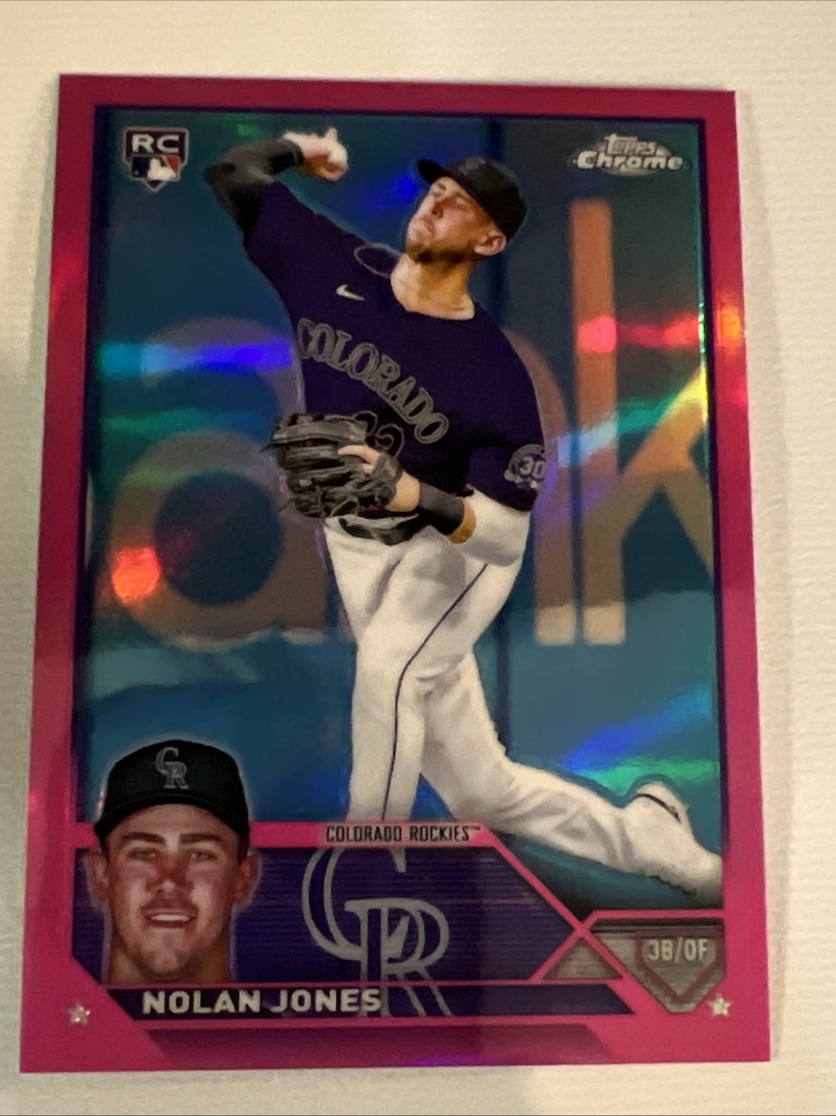 2023 Topps Chrome #43 Nolan Jones Pink Refractor Rookie RC (B)