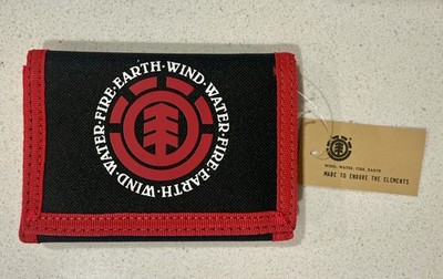 Element Wind Water Fire Earth Wallet Black and Red
