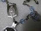 BLISS Rosary Rhodium Plated 21 IN PEWTER middle medal  blue bead handmade — photo 6