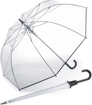 HAPPY RAIN Regenschirm Damen Stockschirm transparent durchsichtig Automatik XXL extra groß