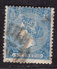TIMBRE 1866 ESPAGNE N° 80-OBL. TB-VOIR SCAN R/V-