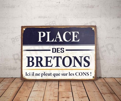 Vintage Blechschild Place des Bretons Schild Schild Bretagne Dekoration Deko