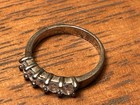 Silver-Tone Metal Band Ring Size 7, Five Clear Round Stones, Prong Set 3mm — photo 3