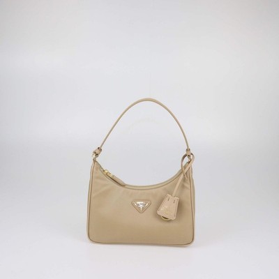 Schultertasche Prada Beige Re-Nylon and Saffiano Leather Re-Edition 2005