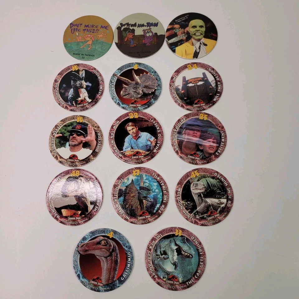90s Lot Of 100+ POGs Disney Jurassic Park Power Rangers skulls eight ball Cases - Image 2 of 4