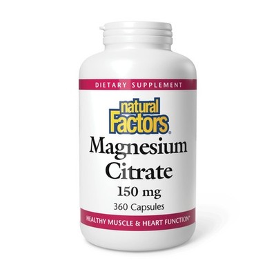 Natural Factors, Magnesium Citrate 150 mg, Muscle and Heart Health Formula, ...