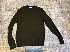 Calvin Klein Men's Extra Fine Merino Blend Crewneck Sweater Size S Green Logo