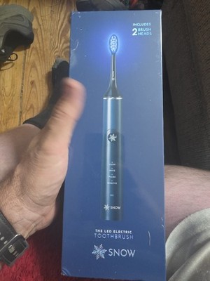 SNOW LED Rechargeable Electric Toothbrush + 2 Brush Heads Navy Blue *New/Sealed*