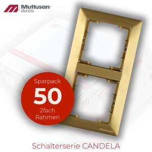 Sparset 50x 2fach Rahmen Vertikal Unterputz Mutlusan CANDELA Serie Gold Metall O
