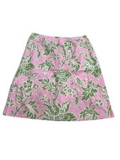VTG A-Line Skirt Handmade Green Pink Floral Preppy Zip Closure READ