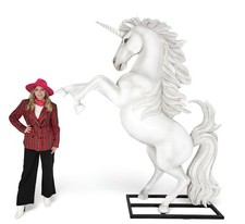 Large Unicorn Statue - Prancing White Unicorn Large Life Size Statue 8.5 FT