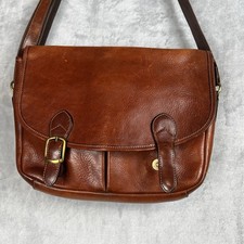 Vintage Duo lynx Paris Genuine Leather Messenger Bag Brown Adjustable Strap