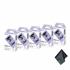 5xFUJIFILM INSTAX MINI Soft Lavender Instant Film 10 Exposures , Microfiber