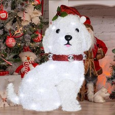 20" White Christmas Dog Lights Decoration for Indoor,3D Christmas Puppy with ...