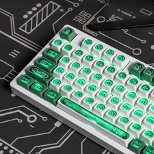 136 Keys Green Keycaps Cherry Profile Shine Through PBT Keycaps Set Fit for 6...
