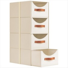 Stackable Storage Drawers - Collapsible Storage Bins with Drawers, 4 Pack Closet