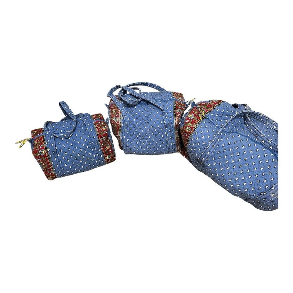 VTG 1990s Vera Bradley French Blue Country Duffle Bag Luggage Set 3 Piece XL L M - Image 2 of 4