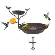 Deck Mounted Bird Bath and Feeder, 2 in 1 Balcony Birdbaths for Deck Railing ...