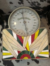 Vintage Health O Meter Scale 250 Lb Cast Iron Continental Industrial Stain Glass