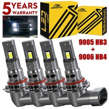For Silverado 1500 1999-2006 4x 9005 9006 LED Headlight Bulbs High Low Beam D8