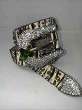 Nocona XL Zebra Leather Calf Hair Bedazzled Western Belt 49.5  