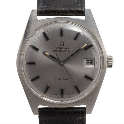 Omega Geneve 166.041 SS Leather Silver Dial Automatic Used Watch