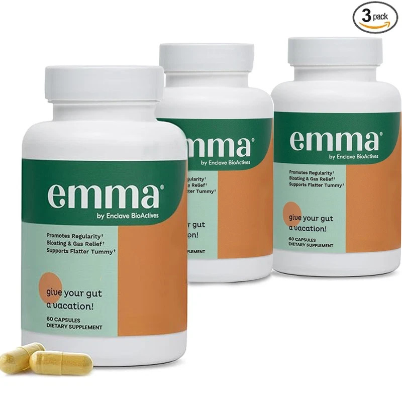 1-3PACK Emma Gut Health Doctors Endorsed Supplement 60 Capsules -Relief from Gas