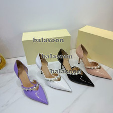 Pearl hollow high-heeled shoes female pointed genuine patent leather stiletto