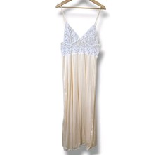 Vintage Pandora Lingerie By Chic Long Lace Women's Slip Nightgown Size Large
