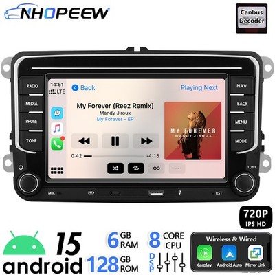 Carplay 6+128G GPS Navi 2 Din 8Core WiFi FM Für VW PASSAT B6 B7 CC MAGOTAN