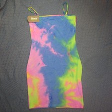Juniors Sundress Size Large New with Tags Bodycon boho 70s Tie Dye Resort